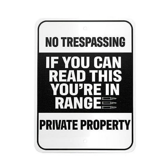 JennyGems No Trespassing Private Property Sign, Funny Garage Man Cave Decor, Sarcastic Humor Gifts, 9x12 Metal Indoor Outdoor, Made in USA