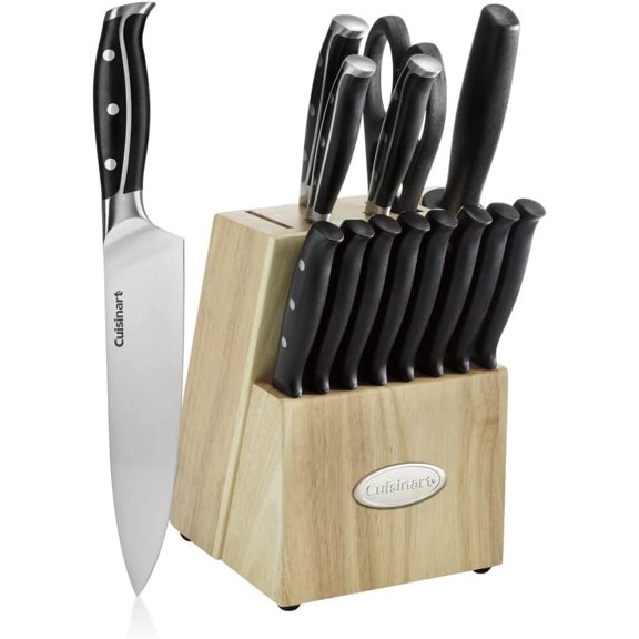 Cuisinart Nitrogen Collection 15-Piece Knife Block Set, Precision Tapered Blades, Forged Bolster