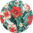 thumbnail image 5 of Coolnut Tropical Floral Round Wall Clock, 9.84 inch Silent Wall Clock for Bedroom, Bathroom, Office, Living Room Home Decor, 5 of 7