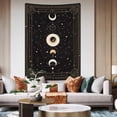 thumbnail image 3 of Tapiz de fases lunares, constelación misteriosa, cielo estrellado, cartas del tarot, colgante de pared, arte de pared estético retro astrológico para dormitorio, sala de estar, negro, 200 x, 3 of 5