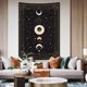 thumbnail image 3 of Tapiz de fases lunares, constelación misteriosa, cielo estrellado, cartas del tarot, colgante de pared, arte de pared estético retro astrológico para dormitorio, sala de estar, negro, 200 x, 3 of 5