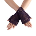 thumbnail image 2 of Minnieouse 1 par de mitones de encaje sin dedos para mujer, guantes para fiesta de boda, cortos, para novia, a la moda, cómodos, exquisitos y transpirables guantes y mitones Violeta Minnieouse AP010986-06, 2 of 6