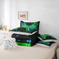 thumbnail image 5 of Manfei Neon Gamepad Boys Bedding Comforter Set 7pcs, Green Cyan Honeycomb Geometric Queen Bedding Sets, Modern Video Game Lover Reversible Queen Sheet Sets, Luxury Bedroom Decor, 5 of 7