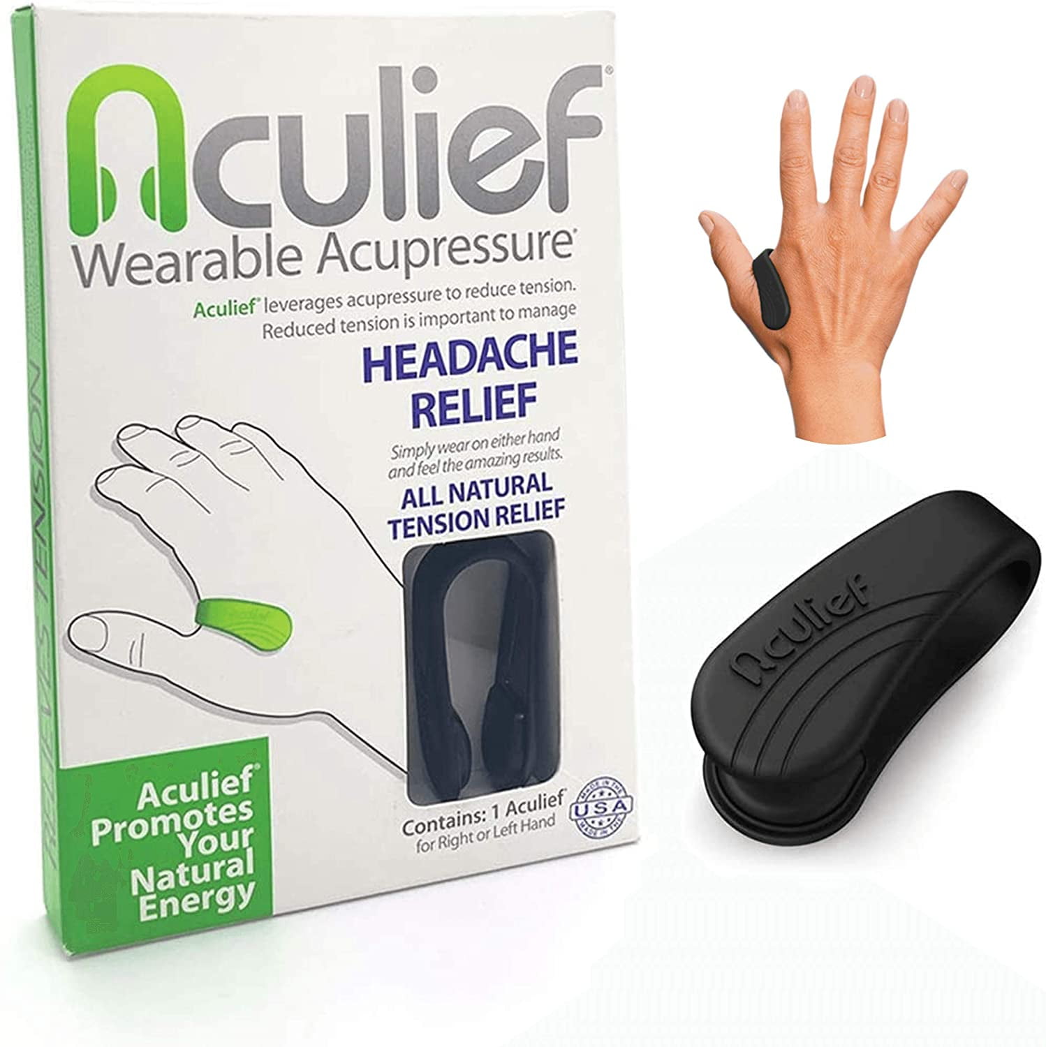 Aculief Wearable Acupressure Device 1 Pack Black Regular