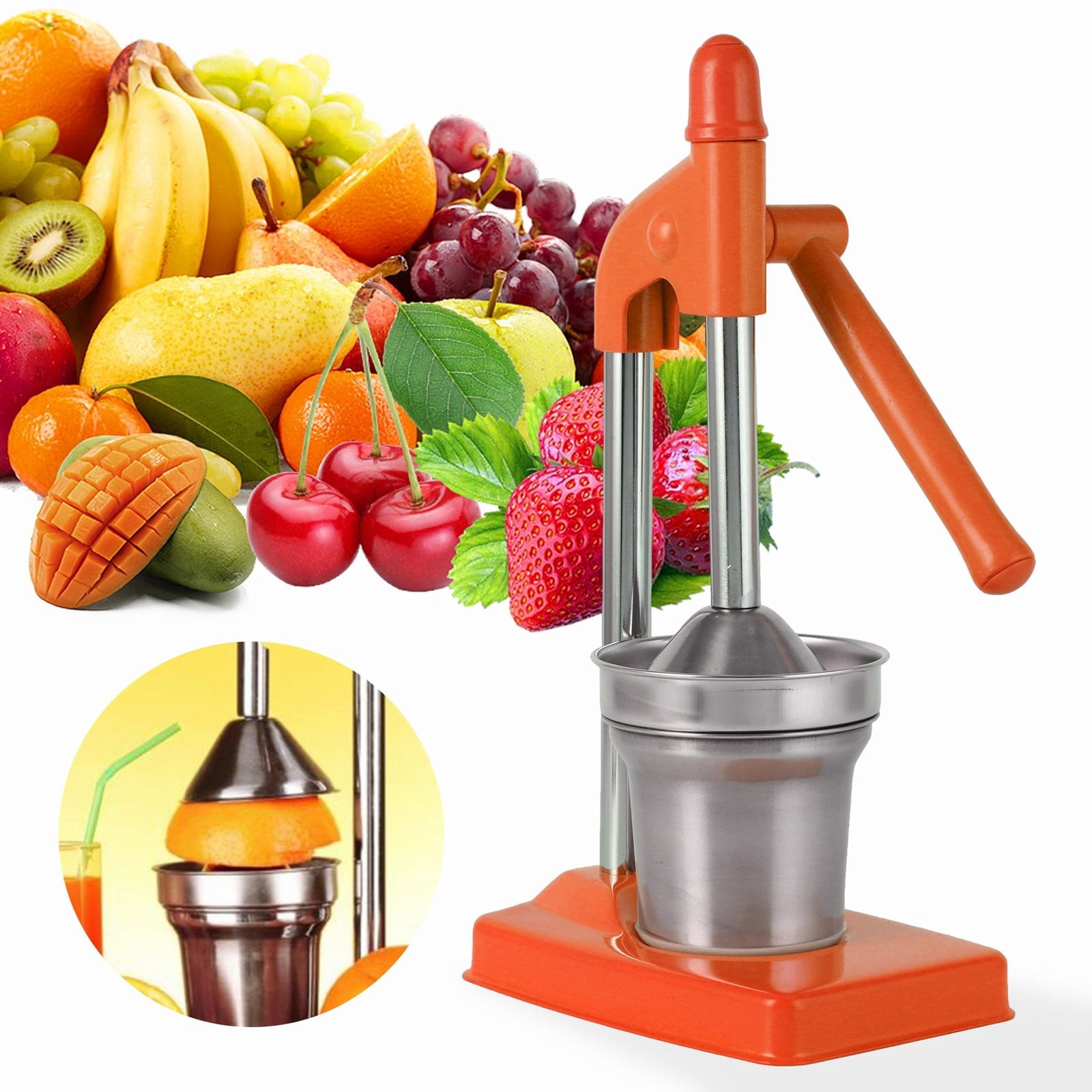 Centrifugal Juicer, Fdelink Stainless Steel Juicer Extra Large Commercial Grade Manual Hand Countertop Squeezer for Fresh Orange Juice