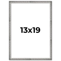 13x19 Frame Silver Grey Distressed Solid Wood Picture Frame | 0.75 Inch Moulding Width | Interior
