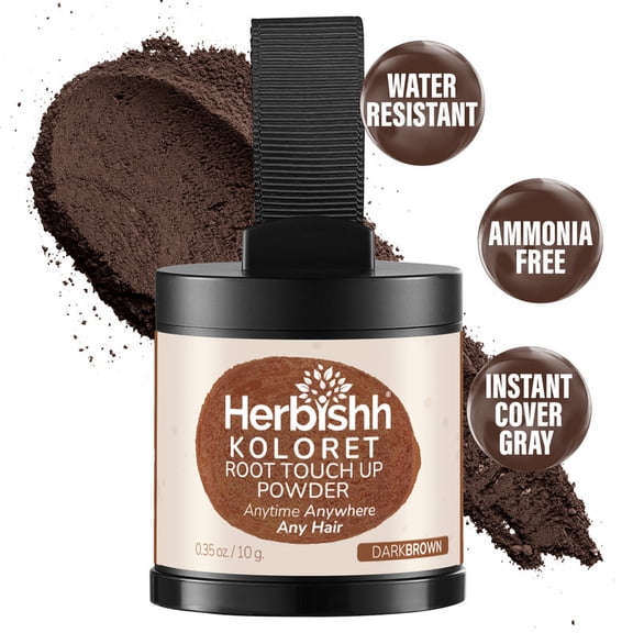 Koloret Root Touch Up Powder– Dark Brown Powder for Women & Men, Instant Root Cover Up for Gray Coverage, Hairline Concealer for Thinning Hair & Bald Spots, Water-Resistant & Smudge-Proof, 10g