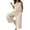 Khaki, variant on Qiopertar Linen Jumpsuit for Women V-Neck Sleeveless Waist Drawstring Casual Loose Romper Pants Solid Color Button Front Comfy Relaxed Beach Vacation, Black XXL