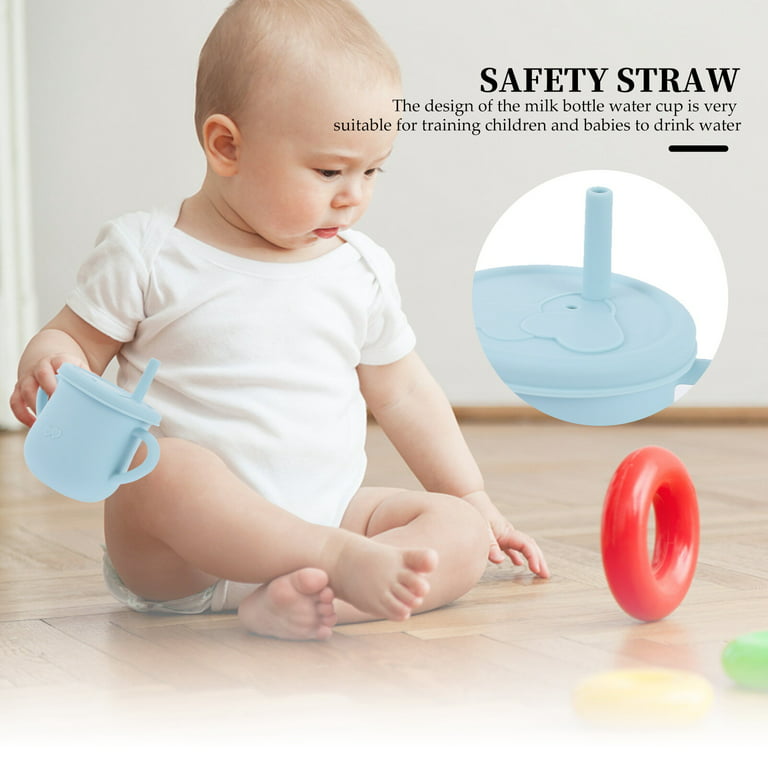 TINKSKY 2pcs Silicone Sippy Cups with Straw Baby Toddler Child Feeding with  2 Handles
