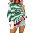 thumbnail image 2 of GuzomFashion Womens Red Christmas Striped Sweatshirt - Merry Christmas Light Graphics, Soft Polyester, Long Sleeve, S-XXL for Holiday Gatherings/Parties,Size XL, 2 of 6