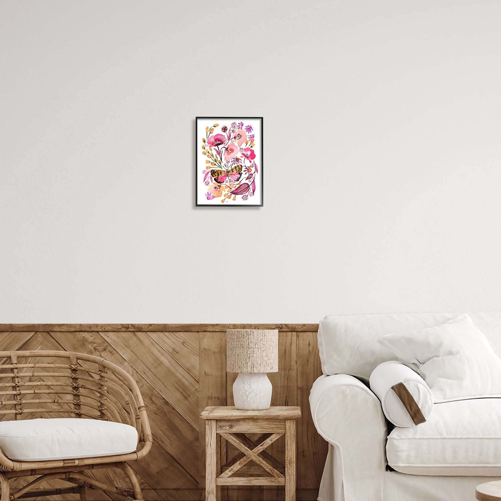 Stupell Industries Abstract Pink Botanicals Botanical & Floral Painting Black Framed Art Print Wall Art, 11 x 14