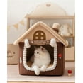thumbnail image 2 of Upgraded Enclosed Warm Cat House for Indoor Cats, Cozy Cat Cave Bed Kitty Tent with Door Curtain, Soft Pet House,Condos,Cats Hideaway for Small Medium Cats&Dogs (Brown, Medium), 2 of 6