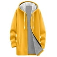 thumbnail image 4 of Women's Fleece Long Jackets Front Zip Hooded Drawstring Cardigan Thermal Casual Fall Winter Coat With Pockets (XL, Yellow), 4 of 5