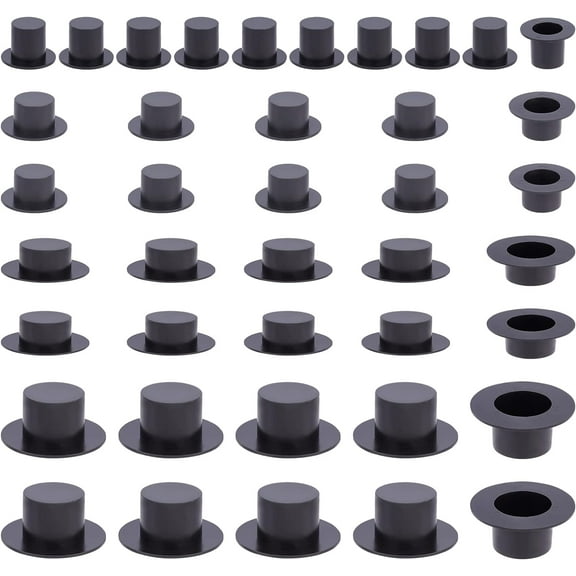 40 Pcs 4 Sizes Mini Black Top Hats Plastic Magician Top Hats Christmas Decoration Plastic Mini Hats Miniature Top Hats Craft Gift Accessories for Snowman Decorating Christmas Party Black DIY