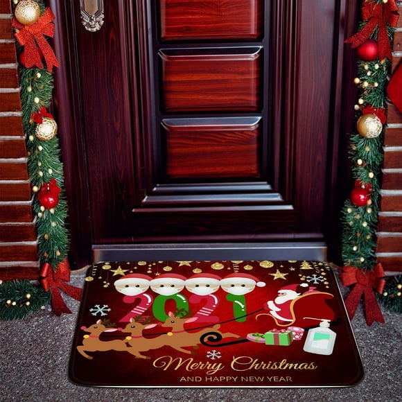 Dvkptbk Christmas Door Mat 1pc 2021 Merry Christmas Welcome Doormats Indoor Home Carpets Decor 40x60CM Christmas Decorations on Clearance