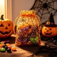 thumbnail image 4 of 20 Pack Halloween Spider Web Drawstring Mesh Bags, Black and Orange Polyester Treat Pouches for Candy and Party Favors, 3.93 x 5.51 in, 4 of 6