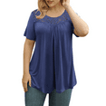 thumbnail image 3 of Traleubie Women's Plus Size Short Sleeve Shirts Lace Pleated Tunic Tops m-4x, 3 of 4