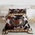 thumbnail image 2 of Manfei Vintage Farm Horseshoe Bedding Comforter Set,Rustic Cowhide Print Twin Comforter Sets,Retro Brown Stars Bedding Set For Boys Teens,Luxury Bedroom Decor Reversible,2pcs, 2 of 8