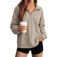 thumbnail image 2 of GUACER Long Sleeve Tops for Women Hoodless Trendy Oversized Half-Zip Soft Casual Pullover Sweatshirts, 2 of 9