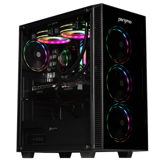 Periphio Firestorm Prebuilt Gaming PC | AMD Ryzen 5 5600X (4.6GHz Turbo) | Radeon RX 7600 (8GB) | 1TB M.2 NVMe SSD | 16GB DDR4 RAM | Windows 11 Computer | WiFi + BT