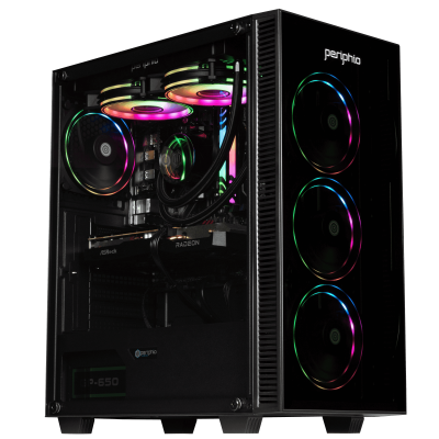 Periphio Firestorm Prebuilt Gaming PC | AMD Ryzen 5 5600X (4.6GHz Turbo) | Radeon RX 7600 (8GB) | 1TB M.2 NVMe SSD | 16GB DDR4 RAM | Windows 11 Computer | WiFi + BT