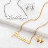 Personalized Hollywood Script Name Necklace and Initial Earring Set