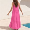 thumbnail image 5 of APEXFWDT Women's Cami Maxi Dress Cotton Linen Loose Pleated Dresses Flowy Beach Long Dress Sun Dress for Vacation,XL,Hot Pink, 5 of 8
