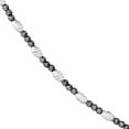 thumbnail image 2 of 925 Sterling Silver Rhodium Black Sparkle-Cut White Oval Bead and Black Round Bead Necklace 36 Inch Pendant Necklace for, 2 of 2