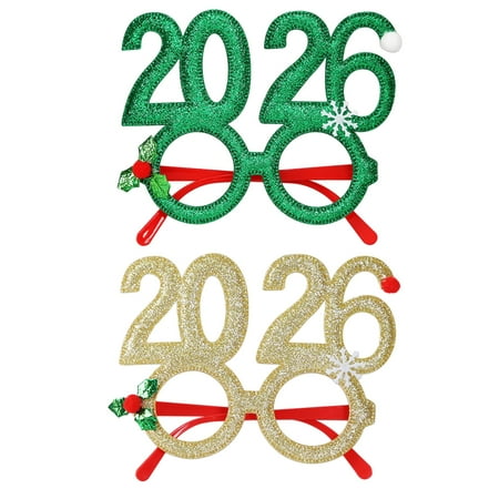 Shoreew 2026 New Year Eve Glasses Christmas Party Photo Props for Adults Kids Festive Celebration Eyewear for Countdown Party