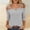 Gray plus size off shoulder blouse a1, variant on Women Plus Size Off Shoulder 3/4 Sleeve Cut Out T Shirt Solid Strappy Casual Blouse Summer Fashion Top, Black M