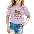 thumbnail image 4 of XIYON Girl's T Shirts Cool Cartoon Bunny Graphic Short Sleeve T Shirt For Girls Casual Summer Top Tee Shirt Casual Tshirts 11-12 Years, 4 of 4