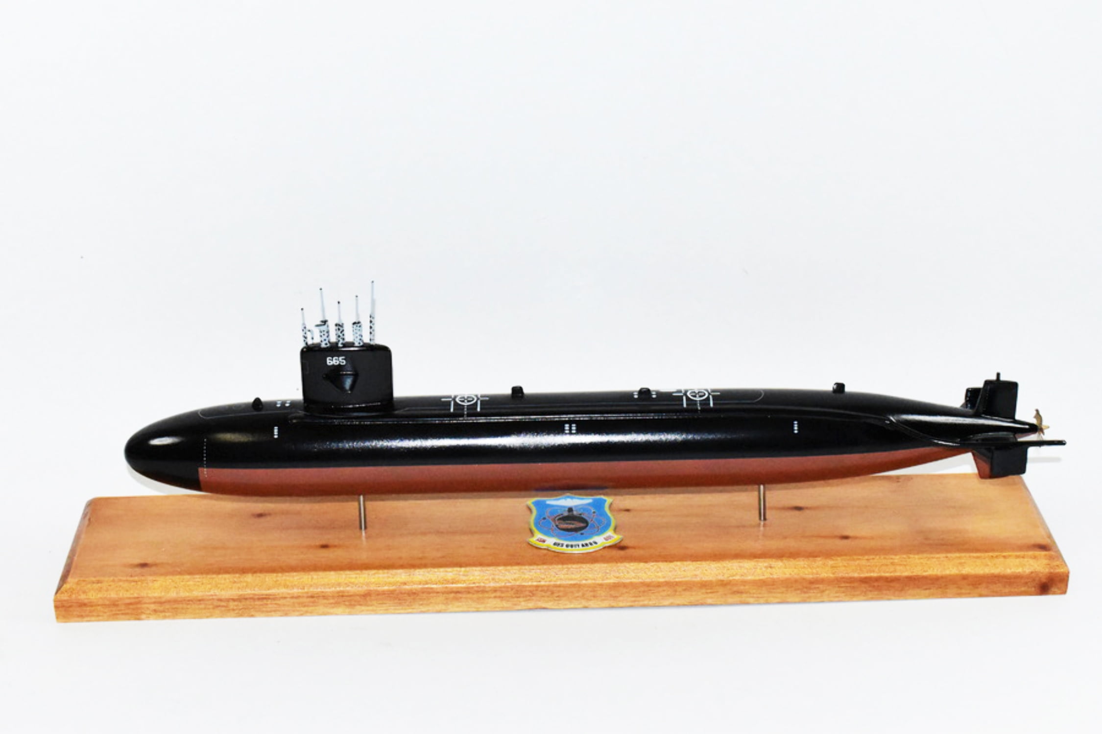 USS Guitarro SSN665 Submarine Model, US Navy, Scale Model, Mahogany