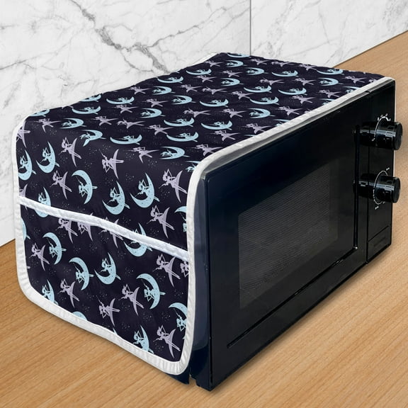 Magic Moon Microwave Oven Cover, Flying over Crescent Moon Repetitive Print, Water Resistant Organizer with Pockets for Kitchen, 36" x 12", Quartz Multicolor, by Ambesonne