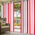 thumbnail image 3 of Red Pink Stripe Outdoor Curtains for Patio Waterproof,Windproof Privacy Curtains with Weighted Bottom,Geometric White Vertical Striped Outside Drapes for Picnic Garage Backyard Cabana 54"x84" 1 Panel, 3 of 8