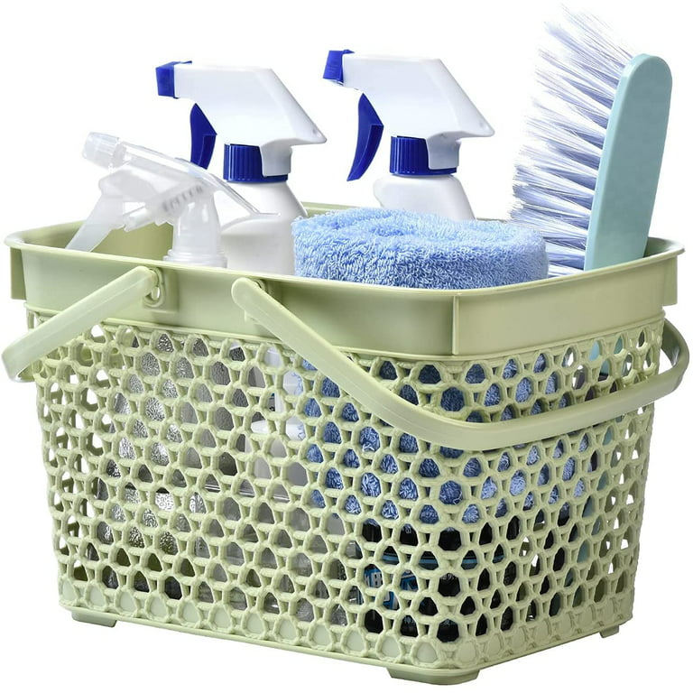 Anyoifax Portable Shower Caddy Basket Plastic Storage Tote with Handle Bath Organizer Bin for Bathroom, College Dorm, Pantry, Kitchen - Dark Blue