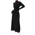 thumbnail image 2 of Women Long Sleeve Maxi Dress Fall Winter Casual Turtle Neck Ribbed Knit Bodycon Going Out Dresses Black L, 2 of 7
