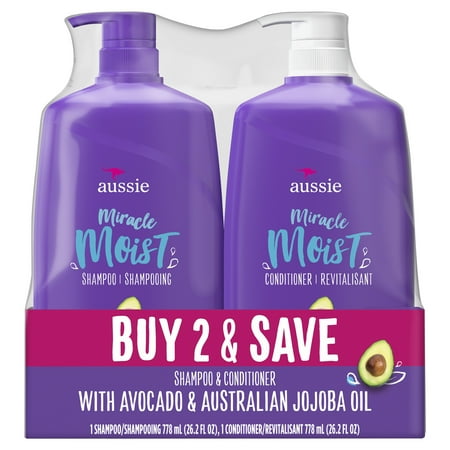 For Dry Hair - Aussie Paraben-Free Miracle Moist Shampoo and Conditioner Bundle (Best Shampoo And Conditioner For Soft Hair)