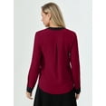 thumbnail image 5 of Aiyino Womens Tops Blouses Long Sleeve Shirt Dressy Casual Business Work Shirts Clothes,Wine Red L, 5 of 10