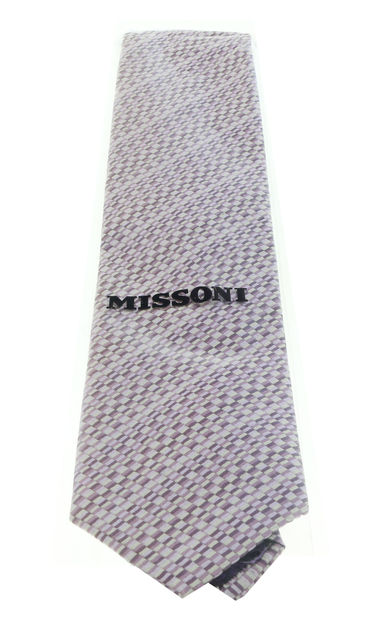 Missoni U5299 Purple/Silver Check 100% Silk Tie for mens - image 3 of 4