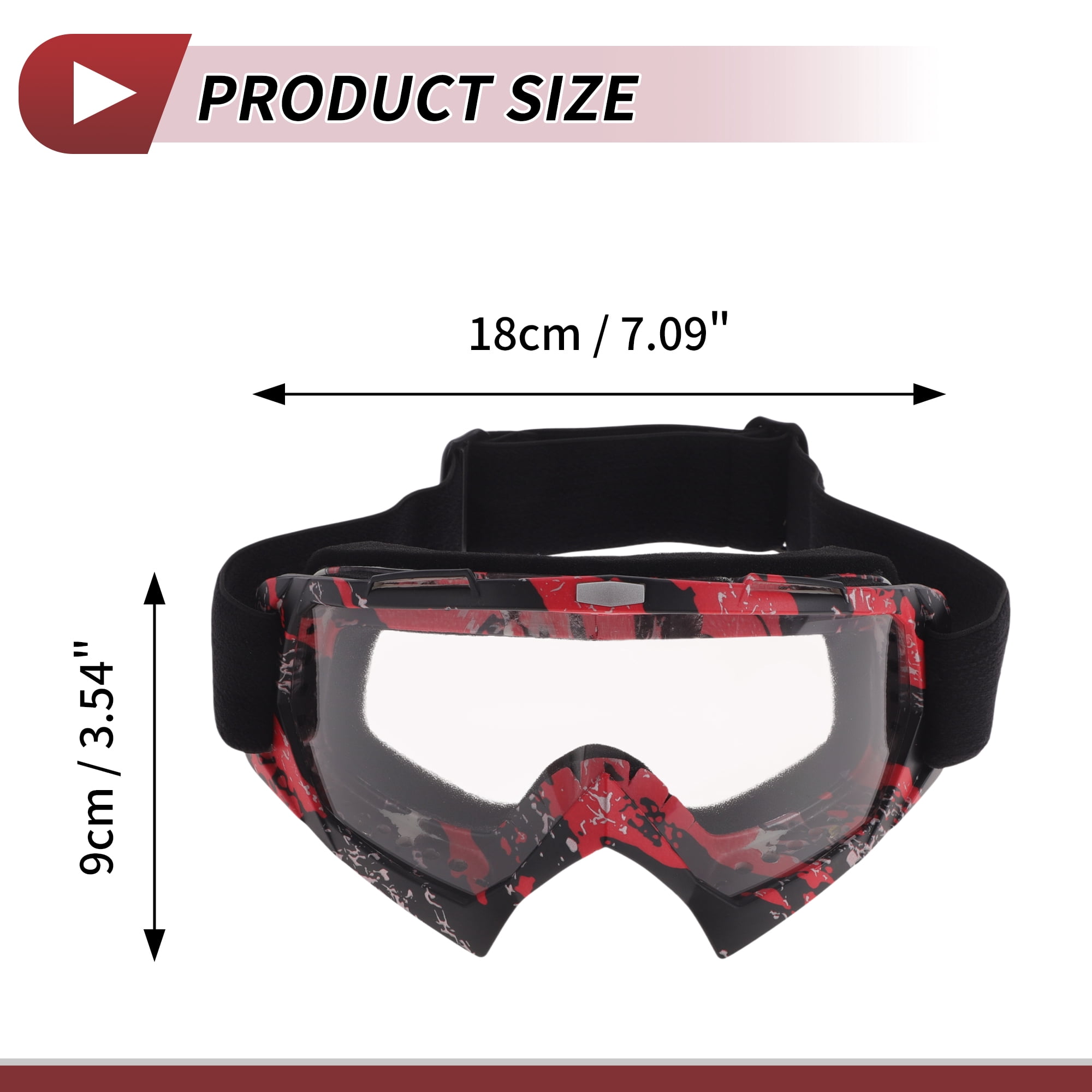 Unique Bargains Motorcycle Riding Goggles PC TPU Cycling Sunglasses Clear Lens Red Black Frame