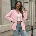 thumbnail image 3 of Lixiuxyad Womens Cardigans ’s Heart Button Loose Round Neck Knit Cardigan – Soft Blend Jacket,Red, 3 of 6