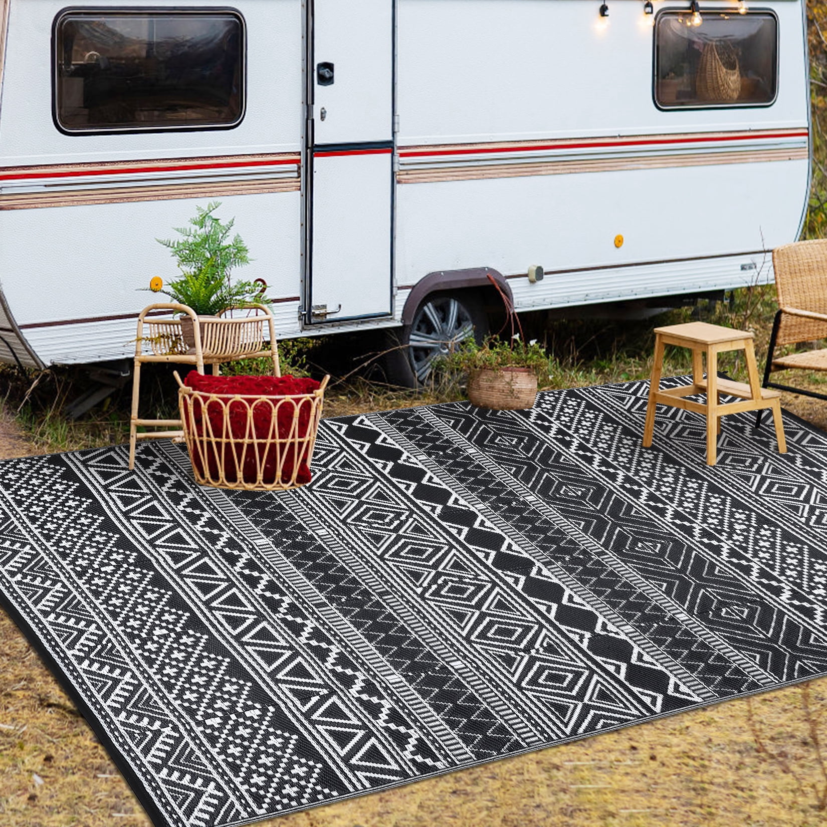 FairOnly 6'x9'Washable Outdoor Area Rug Reversible and Portable Rugs for Balcony Patio