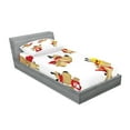 thumbnail image 2 of Ambesonne Animal Fitted Sheet & Pillow Sham Set, Superhero Puppy with Paw, Twin, Red Cream White, 2 of 2