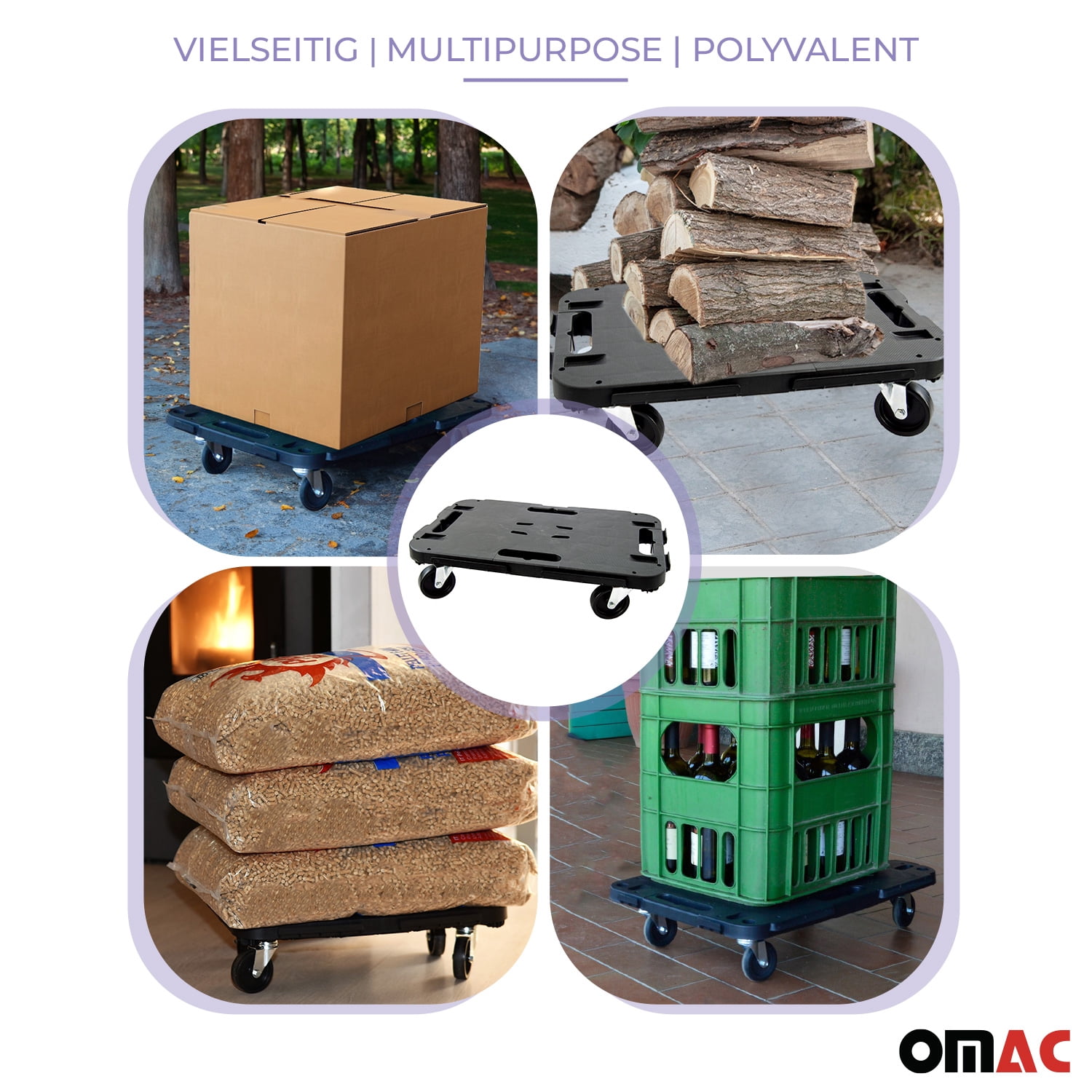 OMAC Rolling Board Transport Dolly Furniture 1197 lbs Furniture Mover Step Plate