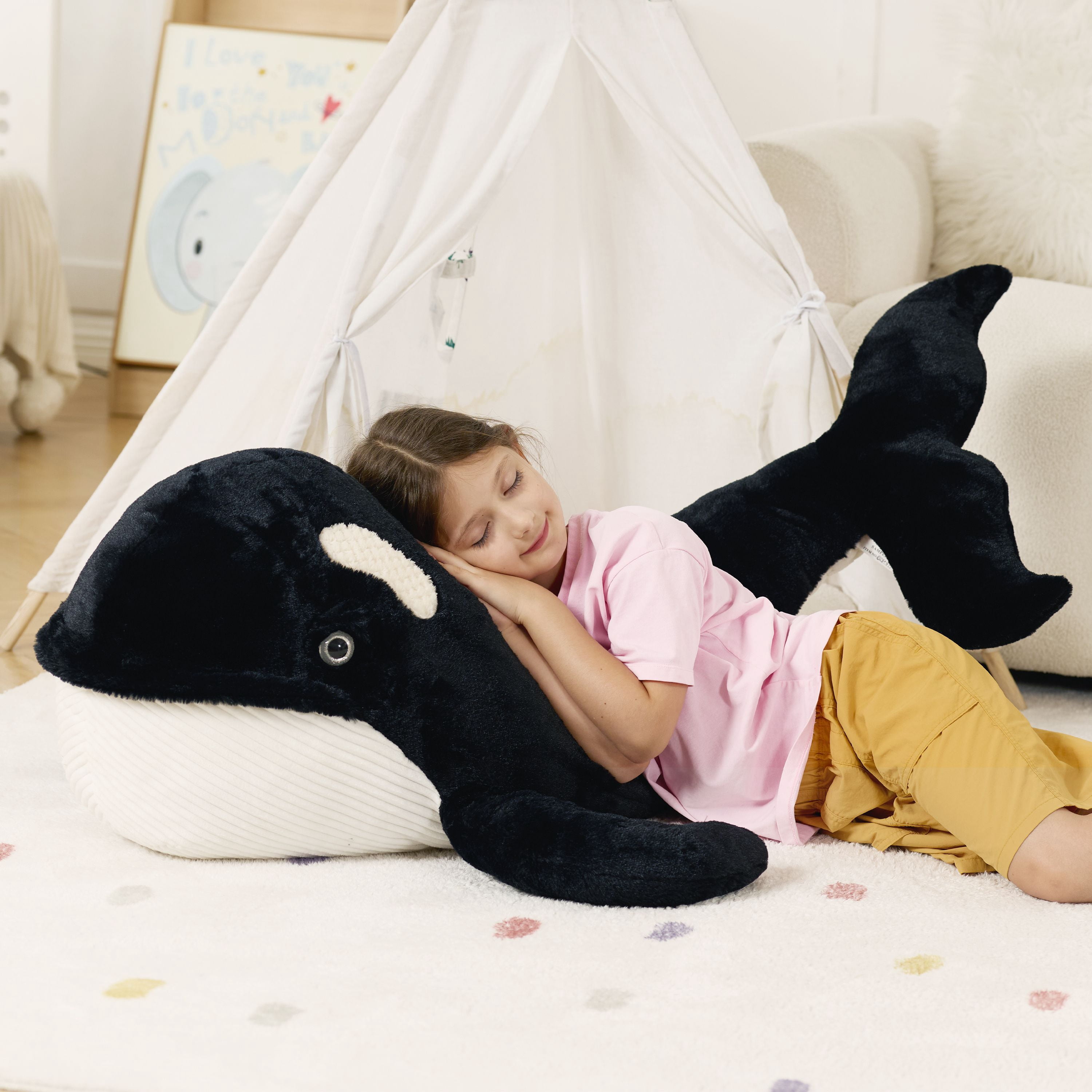 Muiteiur 51.2" Giant Orca Whale Stuffed Animal Plush Killer Whale Toy