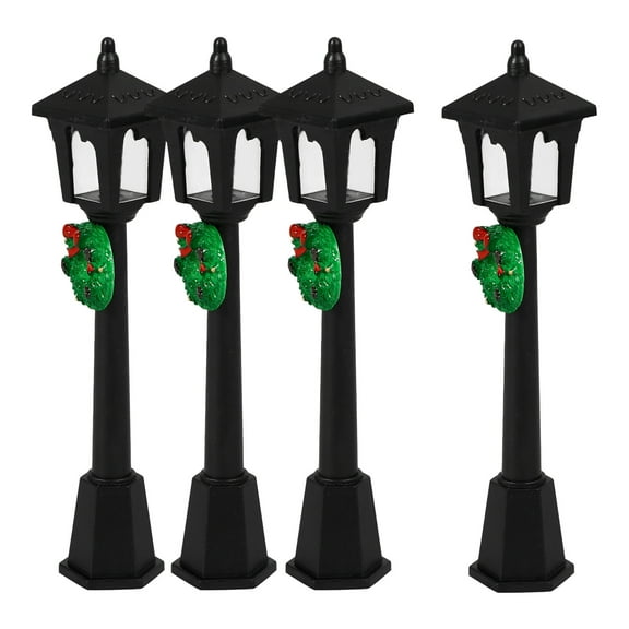 PAMINGONO Dollhouse Street Light Dollhouse Christmas Street Lamp Black Plastic 4Pcs