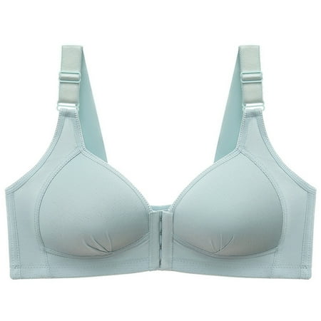 

Spdoo Plus Size Thin Brassiere Push up Bra Seamless Underwear Women Front Closure Bra Blue 44