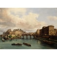thumbnail image 2 of Giuseppe Canella 14x11 Black Ornate Wood Framed Double Matted Museum Art Print Titled: The Ile De La Cite and the Quai Conti, Seen from the Passerelle Des Arts (1832), 2 of 5