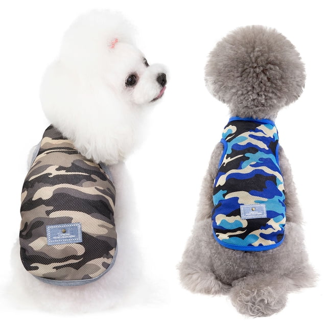 Camisas para perros, chaleco, camiseta de algodón, ropa elástica sin mangas para mascotas, paquete de 2 camisetas sin mangas para cachorros y gatos (azul+verde)
