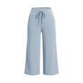 thumbnail image 5 of Summer Casual Pants Solid Color Straight Loose with an Elastic Waistband and Pockets For Shorter Women/Regular/Tall, 5 of 5